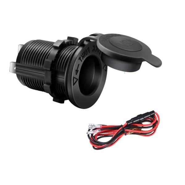 Priza auto suplimentara incorporabila pentru 12V, 120W, rezistenta la apa, led rosu